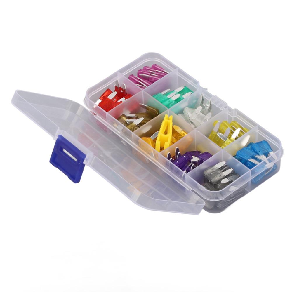 100PCS Mini Car Standard Fuseing Zinc Alloy Material with Storage Box Automotive Fuseing 2A 3A 5A 7.5A 10A 15A 20A 25A 30A 35A