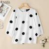 ZANZEA Polka Dot Print Summer Casual 3/4 Sleeve Women Blouse