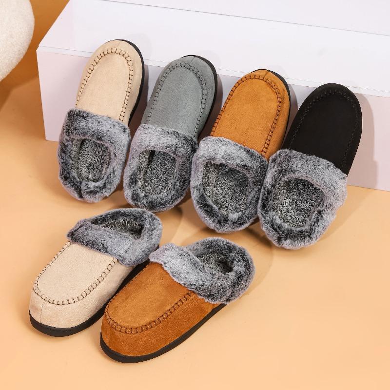 Cross-border New Wholesale Men's Faded Wool Mark Shoes To Keep Warm At Home and Wear Piled Non-slip Thickened Cotton Slippers