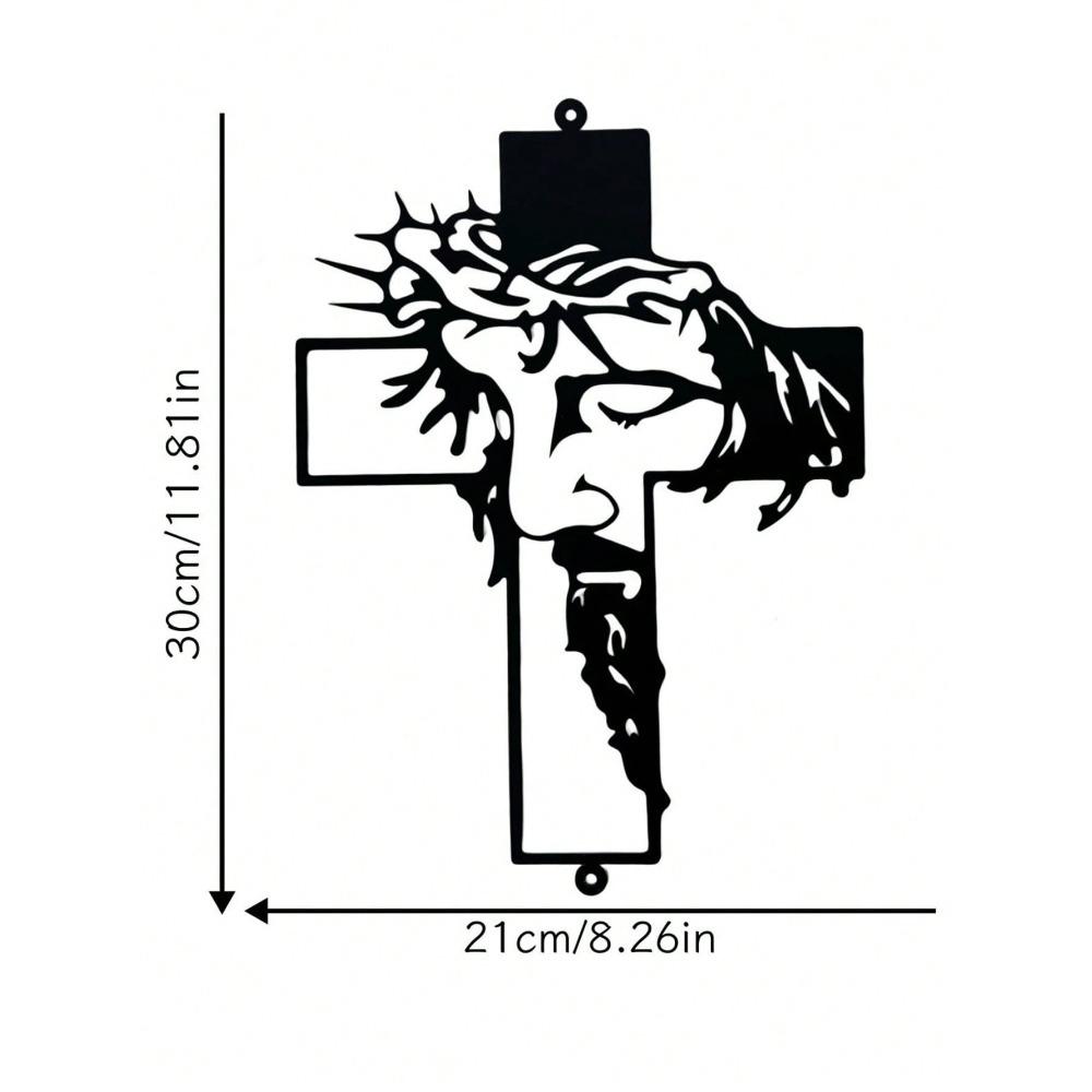 

Black Metal Jesus Wall Cross, Christian Outdoor Decor, Metal Wall Art for Home, Religious Gift for Believers TY4554-02 чорний