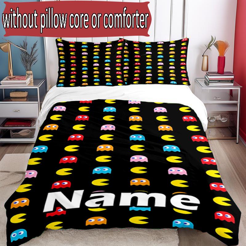 3pcs Duvet Cover Set (1*Duvet Cover + 2*Pillowcase, Without Core), Custom Name PAC Pattern Bedding Set, Home Bedroom Decor Gift