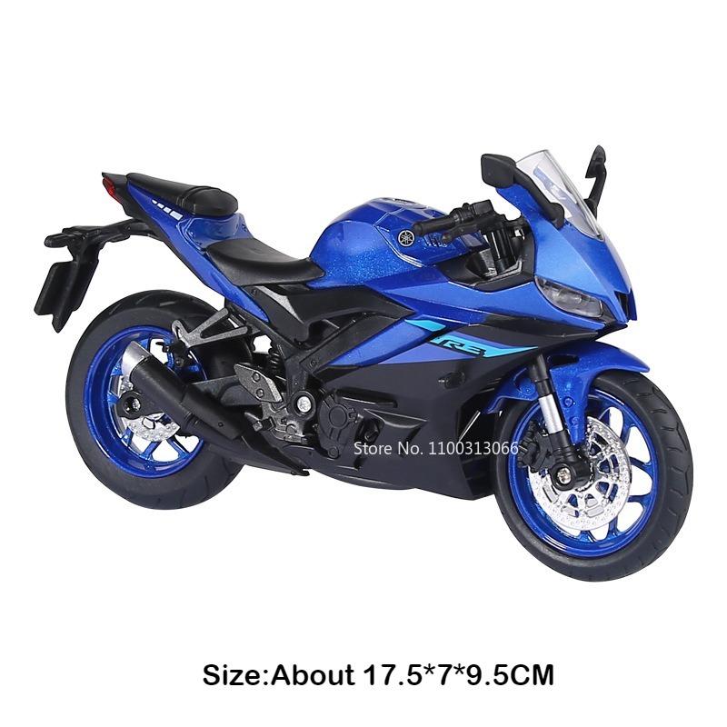 1:12 R3 Suzuki Hayabusa Motorcycle Alloy Cars Toy Diecast Models Rubber Tires with Light Music Miniature Vehicles Model Ornament