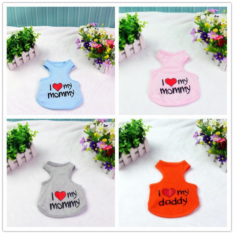 Pet Vest Small Dogs - I Love Mommy Print Cotton Tank Top Teddy Pomeranian Bichon Frise