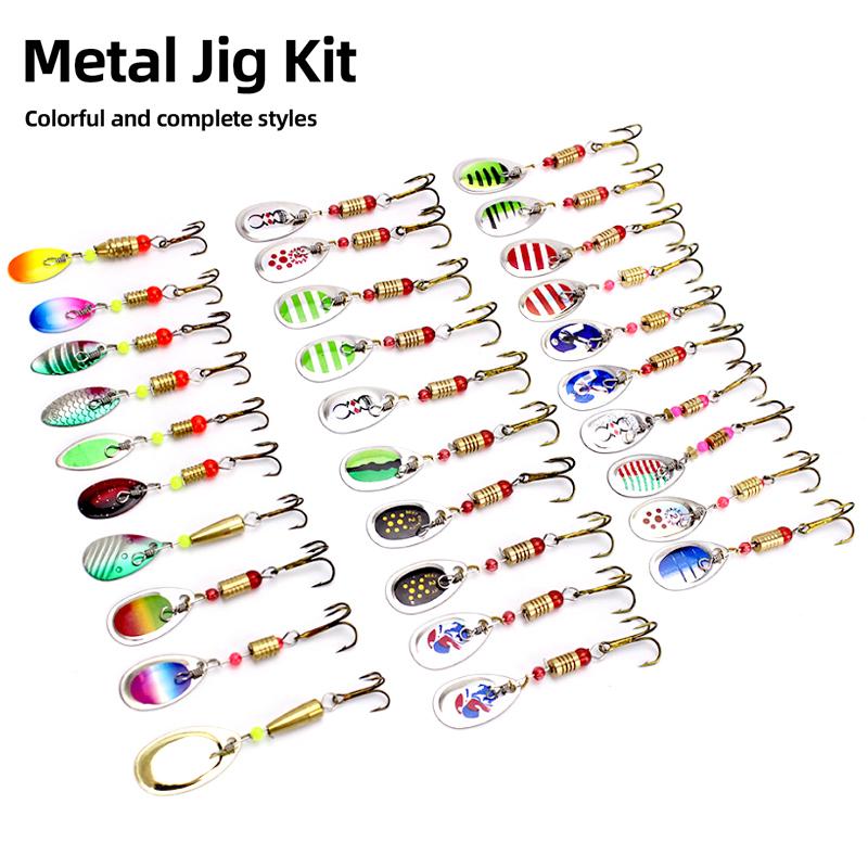 Metall Wassertropfen Löffel Jig Set mit Haken Köder Set Spinner Angelköder Für Barsch Hecht Lachs Süßwasser Salzwasserangeln