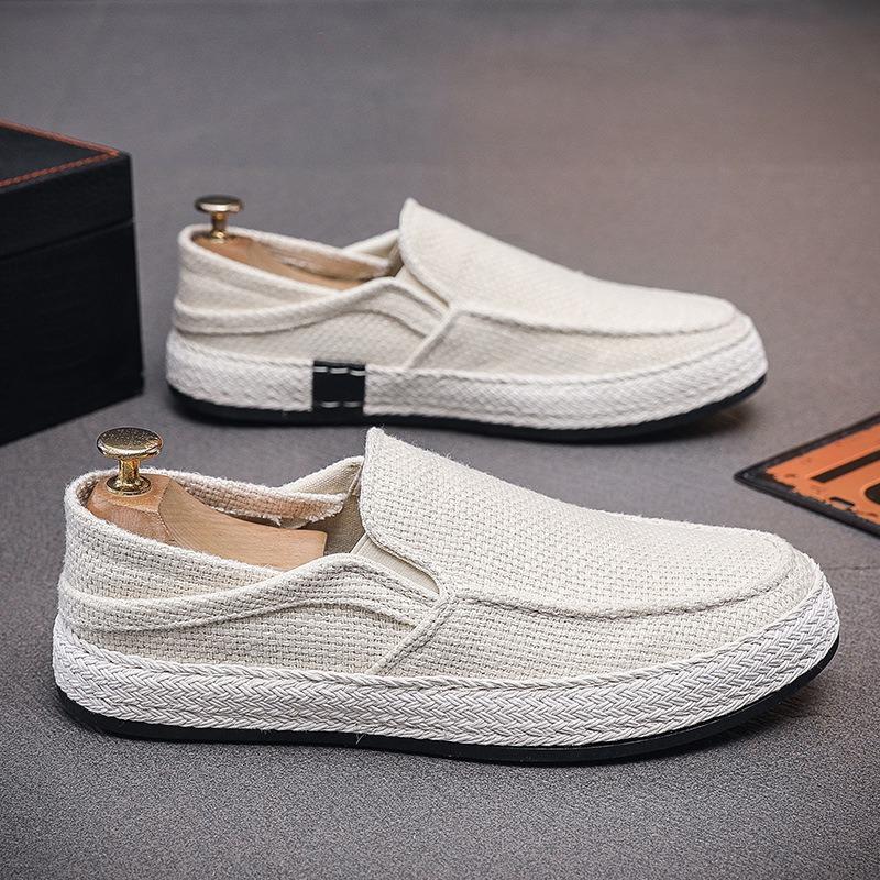 Linen cloth shoes men's old Beijing men's lazy people pedal casual canvas shoes men can step on heel men's shoes in summer