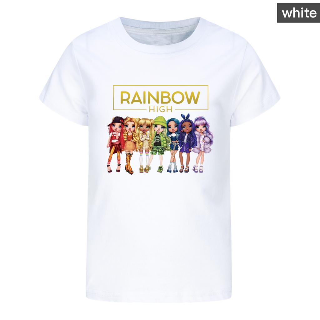 Fantasy Friends Rainbow High T-Shirt Kinder Sommerkleidung Mädchen Kurzarm Oberteile Kleinkind Junge Mode Streetwear Kinderkleidung