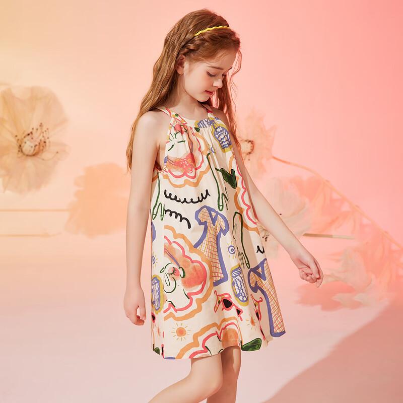 ASK JUNIOR Girl s Summer Casual Graffiti Print Suspender Dress 150