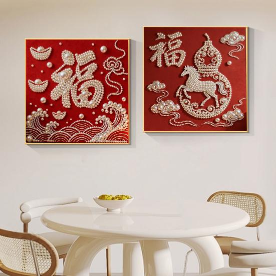 DIY Sada pro malování perlami pro dospělé Začátečníky Designy koní 3D perlové umění Řemeslná sada Předtištěné plátno Sada plastových per pro dekoraci na Nový rok Nápad na dárek