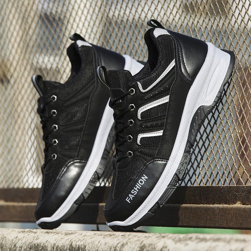 

Мужские летние сетчатые кожаные вставки, легкая повседневная обувь, толстая подошва, удобные низкие дышащие мужские туфли 39