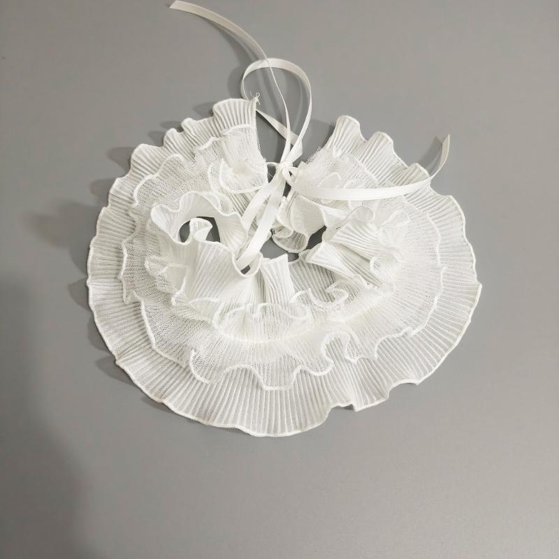 Vintage Ruffle Lace Collar Detachable Neck Ruff Collar Women Neckwear Blouse Skirt Decorative Neckwear for Theme Event