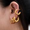 European and American Gold Combination Set Stainless Steel Earrings, Simple Trend Women's Geometric Retro Titanium Steel Earrings