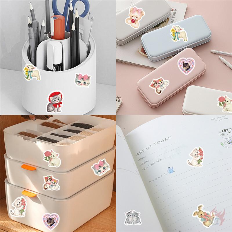 500Pcs/Roll Retro Animals Aesthetics Kids Rewards Stickers - DIY Scrapbooks Album Decor Sealing Label Decals