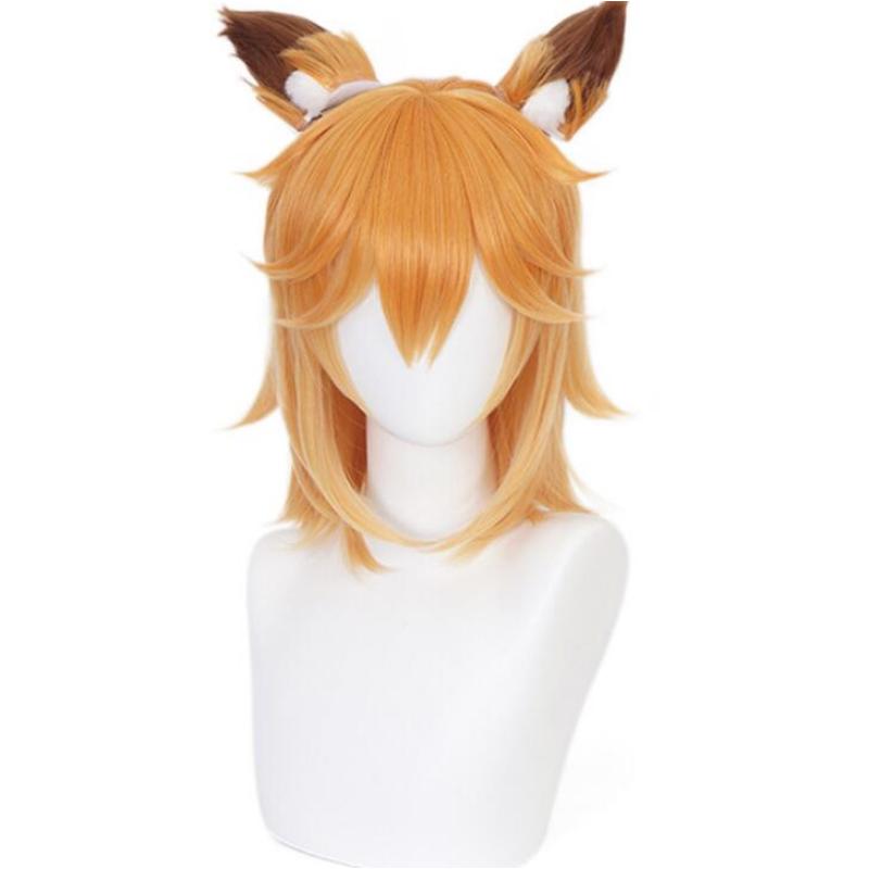 Anime Sewayaki Kitsune no Senko-san Senko Perücken Cosplay Kostüm Halloween party Lolita Gradienten Kurze haar Perücke Mit Ohren