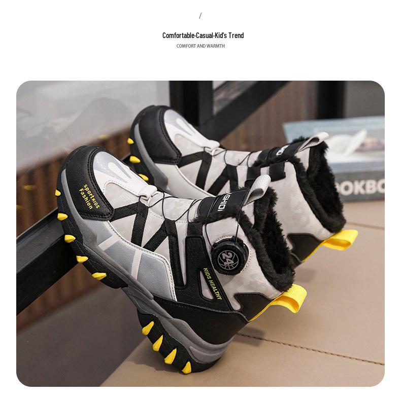 Children's Soft Sole Non-Slip Sneakers - Autumn/Winter 2025, Velvet-Lined, Thickened Warm Cotton, Casual Sports Shoes for Medium & Large Kids