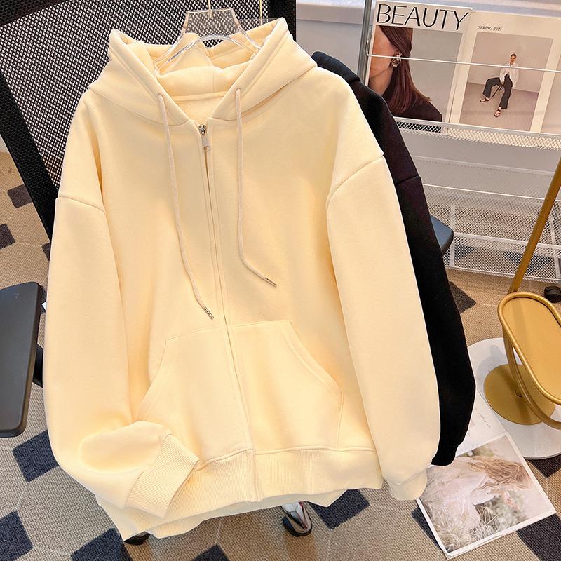 

Women s Plus Size Hooded Sweatshirt: Autumn/Winter Casual Korean Fashion, Thick Velvet, Solid Color 6XL (Weight 210-260 Jin)