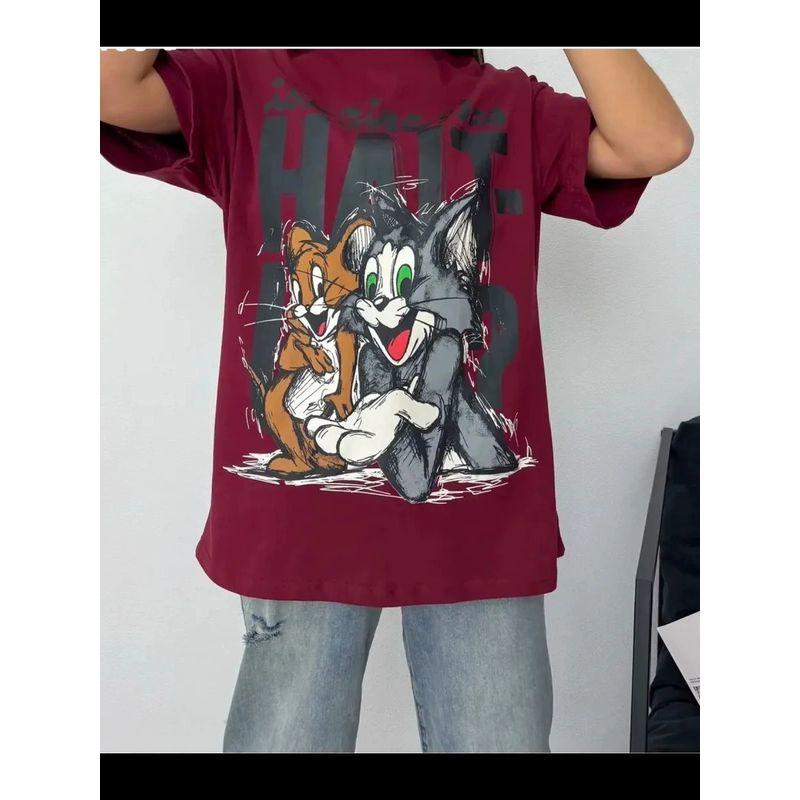 Fashion Wind New Arrival Print Casual Loose Short Sleeves Cotton T-shirt Loose Printed Cotton T-shirt