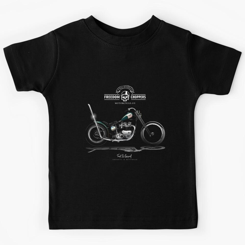 Motorcycle clothing, freedom chopper custom garage. Kids T-Shirt 110