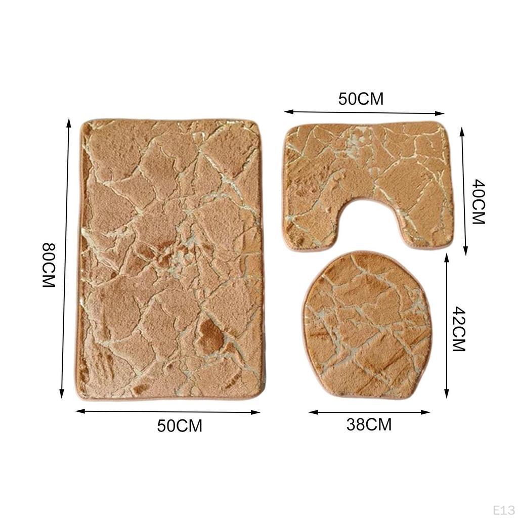 3 Pack Toilet Seat Cushion Sets Decorations Non-slip Breathable Water-absorbent Washable Bath Mat