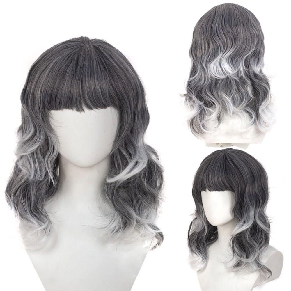 Harajuku Orange Blue Gold Grey Curly Wigs Synthetic Women Layered Wigs  Role-playing