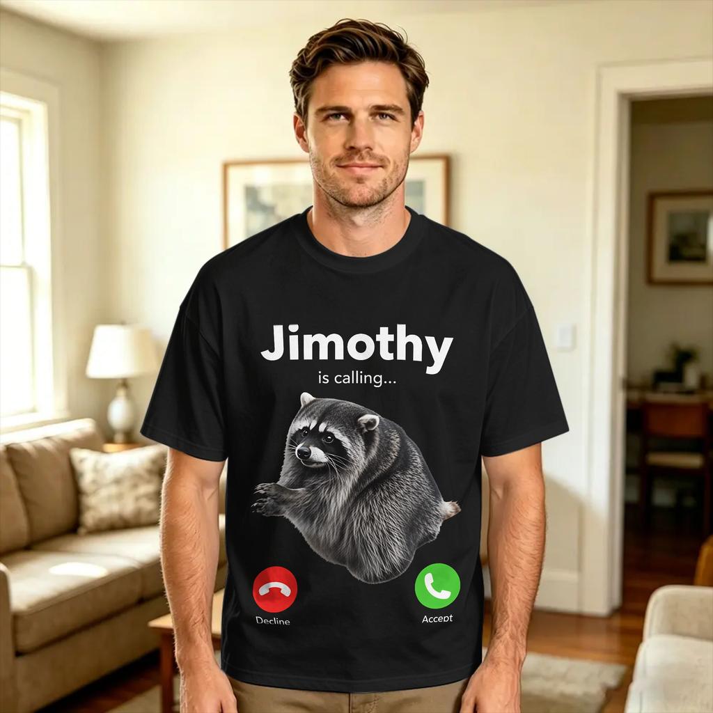 Unisex Unisex Tshirt Jimothy Cute Viral Short Spined Racoon T Shirts Hip Hop Summer Tees Streetwear Cotton Clothes Gift Idea