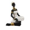 Figurine with Basket Tabletop Statue Bowl Key Decorative Sculpture