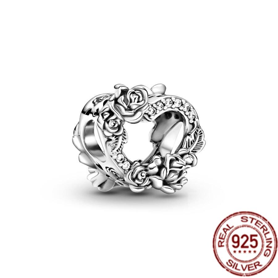DIY Sparkling Family Tree Rose Flowers Car Heart Charm 925 Sterling Silver Beads Fit Original Fasion Bracelet Fine Jewelry Gift
