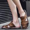 Big Size 46 Luxury Men Leather Slippers Sandals Comfortable Breathable Casual Shoes Men Fashion Sneakers Leisure Men Slippers Slides Footwear Male