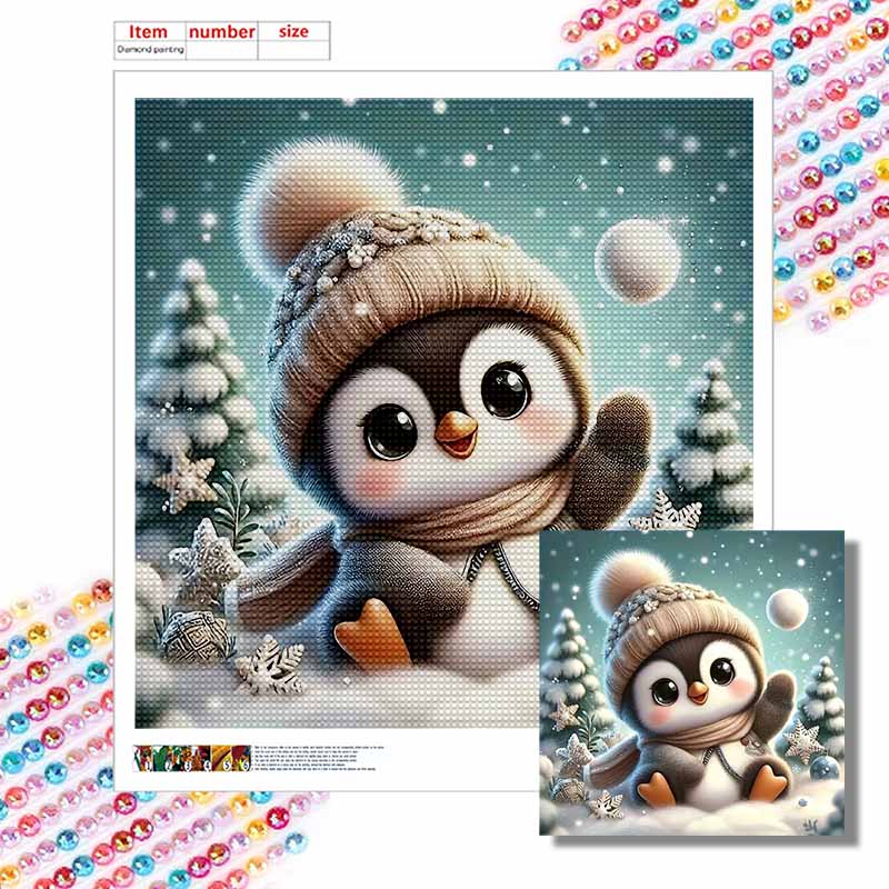 New Arrival 5D DIY Full Circle Diamond Painting "Cartoon Penguin" Embroidery Cross Stitch Home Decor Gift