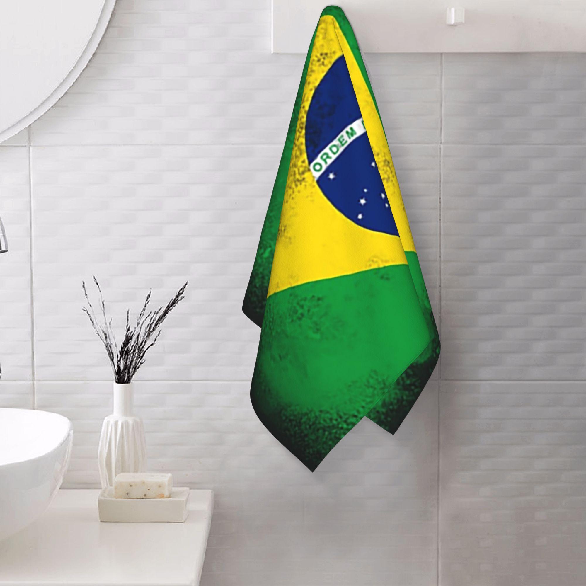 Lang Pattong White Brazil Flag Soft Face Towel Quick Dry Pool Bath Cotton Towels Absorbent