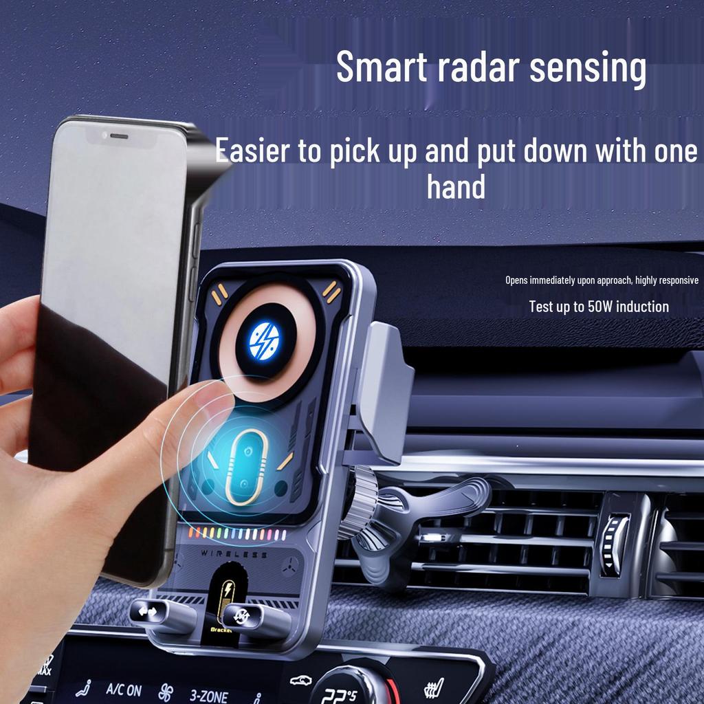 Rotating Wireless Car Charger Phone Mount with Smart Sensor Technology