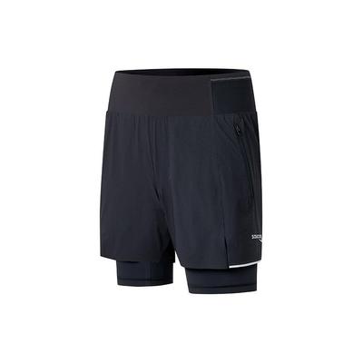 Laufende Elastische Doppellagige Zwei-in-Eins Locker Sitzende Sporthosen Herren Hosen Schwarz SC2249048A-BK01