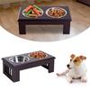 Raised Dog Feeding Bowls with Stand, Stainless Steel for Extra Small and Small Dog, 44L x 24W x 15H cm - Brown