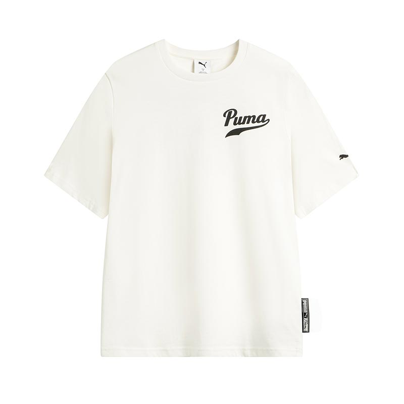 PUMA Simple Fashionable Round Neck Short Sleeve T-Shirt Unisex tops White 635374-92
