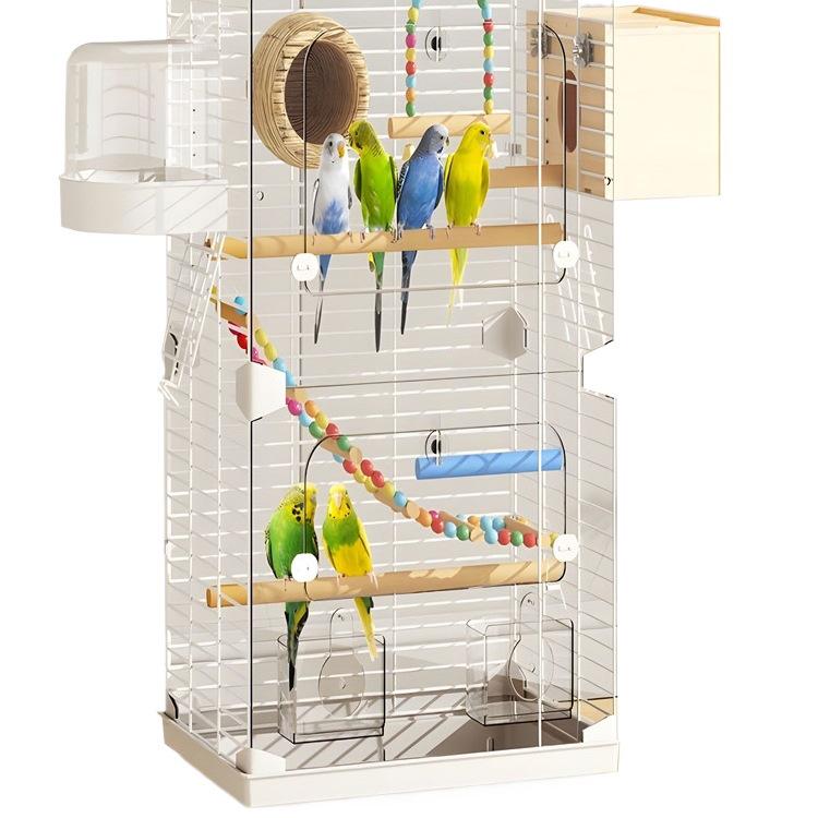 Large Anti-Splash Parrot Cage for Small Birds: Cockatiel, Budgie, Zebra Finch