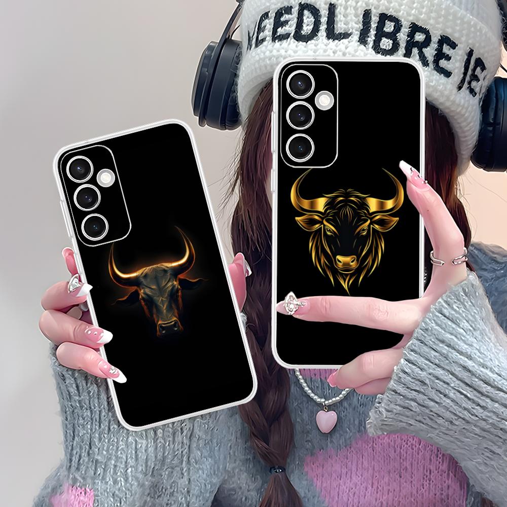 Bull Head Phone Case for Samsung Galaxy S25 S24 S23 S22 S21Plus FE Ultra Soft TPU Clear Shockproof Cover