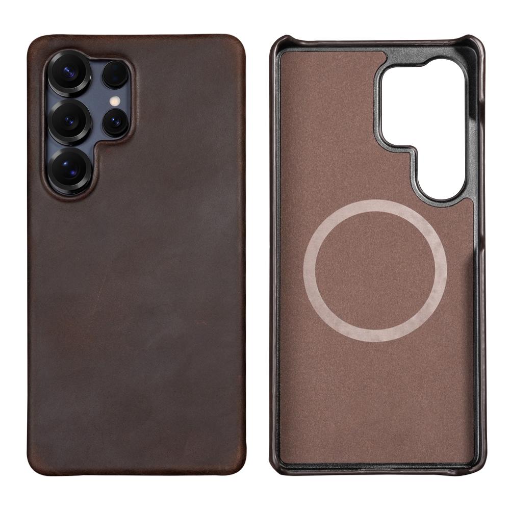

Retro for Magsafe Case for Samsung Galaxy S26 S24 S25 Ultra Plus S26+ Genuine PULL-UP Leather Magnetic Phone Back Cover Galaxy S24