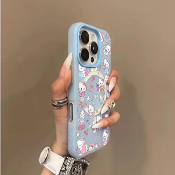 Adorable Magnetic KT Cat Korean Style Case for 17ProMax, 16, 15Pro, 14 Series