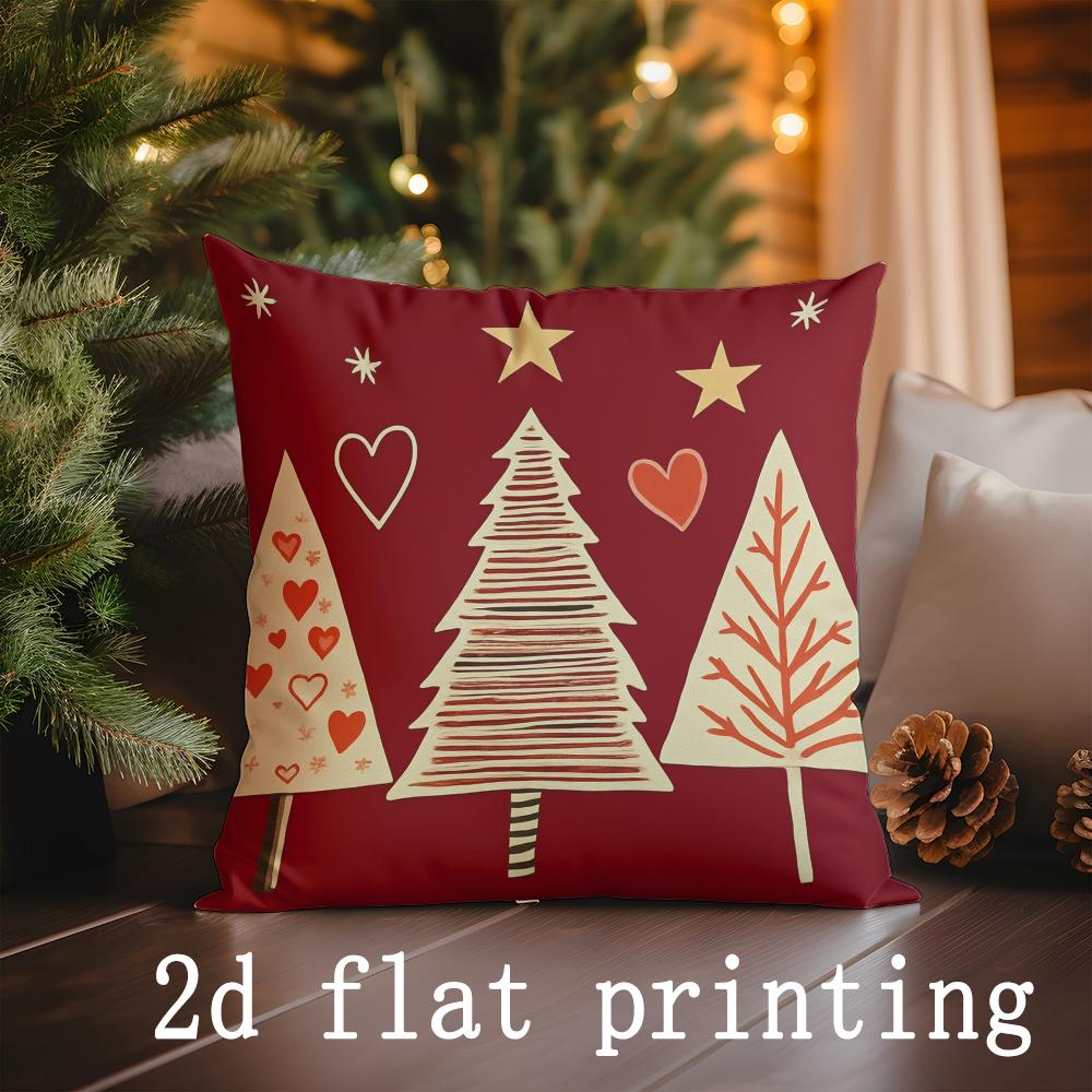 

Home Decor Christmas Tree Patterns Pillow Covers for Home Pattern Cushion Cover Suitable for Sofa Bedroom Car Pillow Cover 16x16Inch