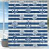 Modern Blue Stripes Sailing Style Shower Curtain, Bathroom Decorative Shower Curtain, Printed Fabric Shower Curtain With Hooks