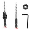 Durable 9PCS 1/4 Inch Hex Shank Countersink Drill Bit Set Adjustable Depth Stop Quick Change Counter Sinker Drill Bit Tapered