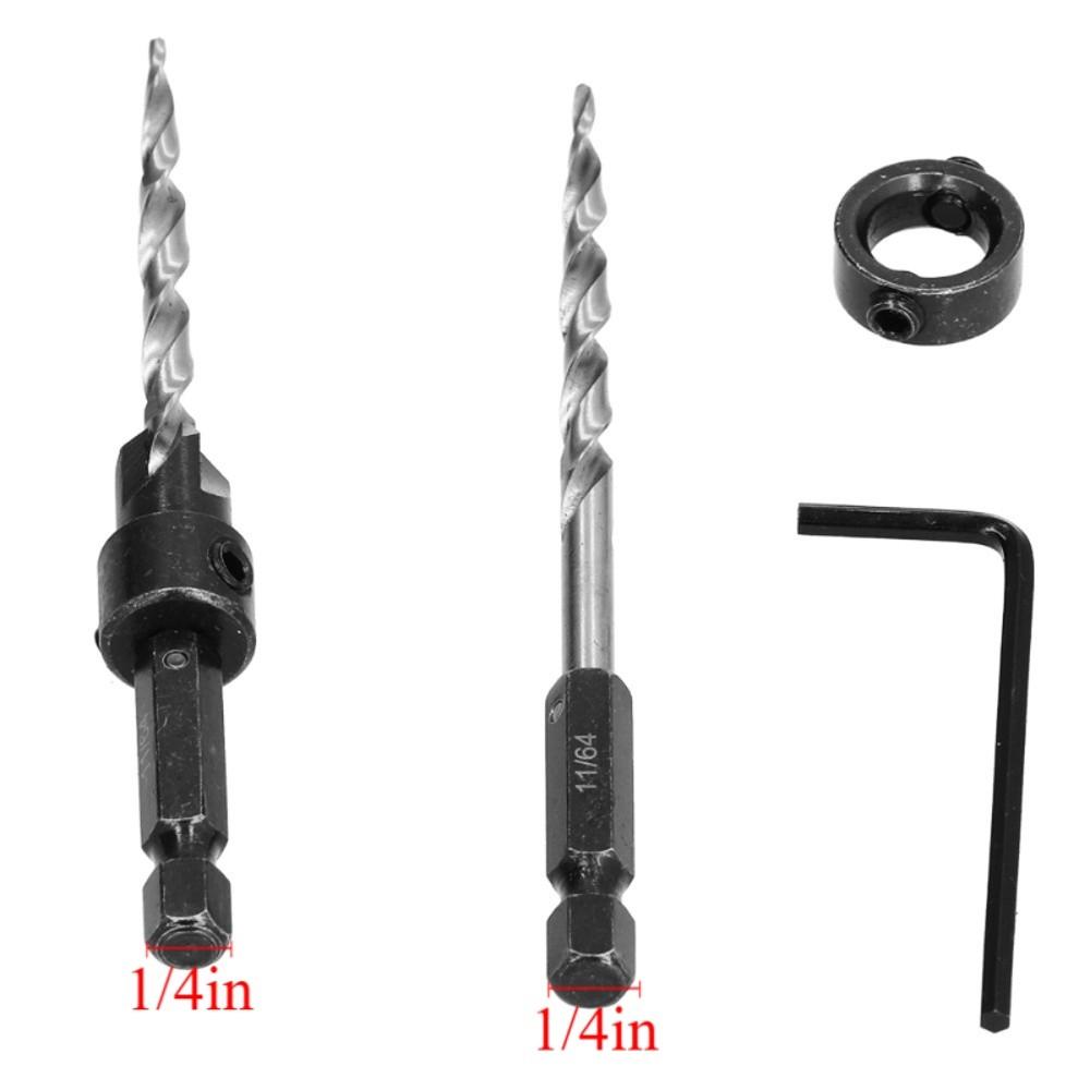 Durable 9PCS 1/4 Inch Hex Shank Countersink Drill Bit Set Adjustable Depth Stop Quick Change Counter Sinker Drill Bit Tapered