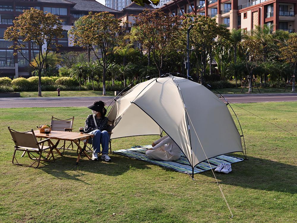 Portable 3-4 Person Camping Tent with Sun and Rain Protection, Large Space, Ideal for Beach and Fishing