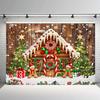 Christmas Day Party Decoration Background Cloth Gingerbread House Christmas Tree Wall Tapestry Suitable for Home Outdoor