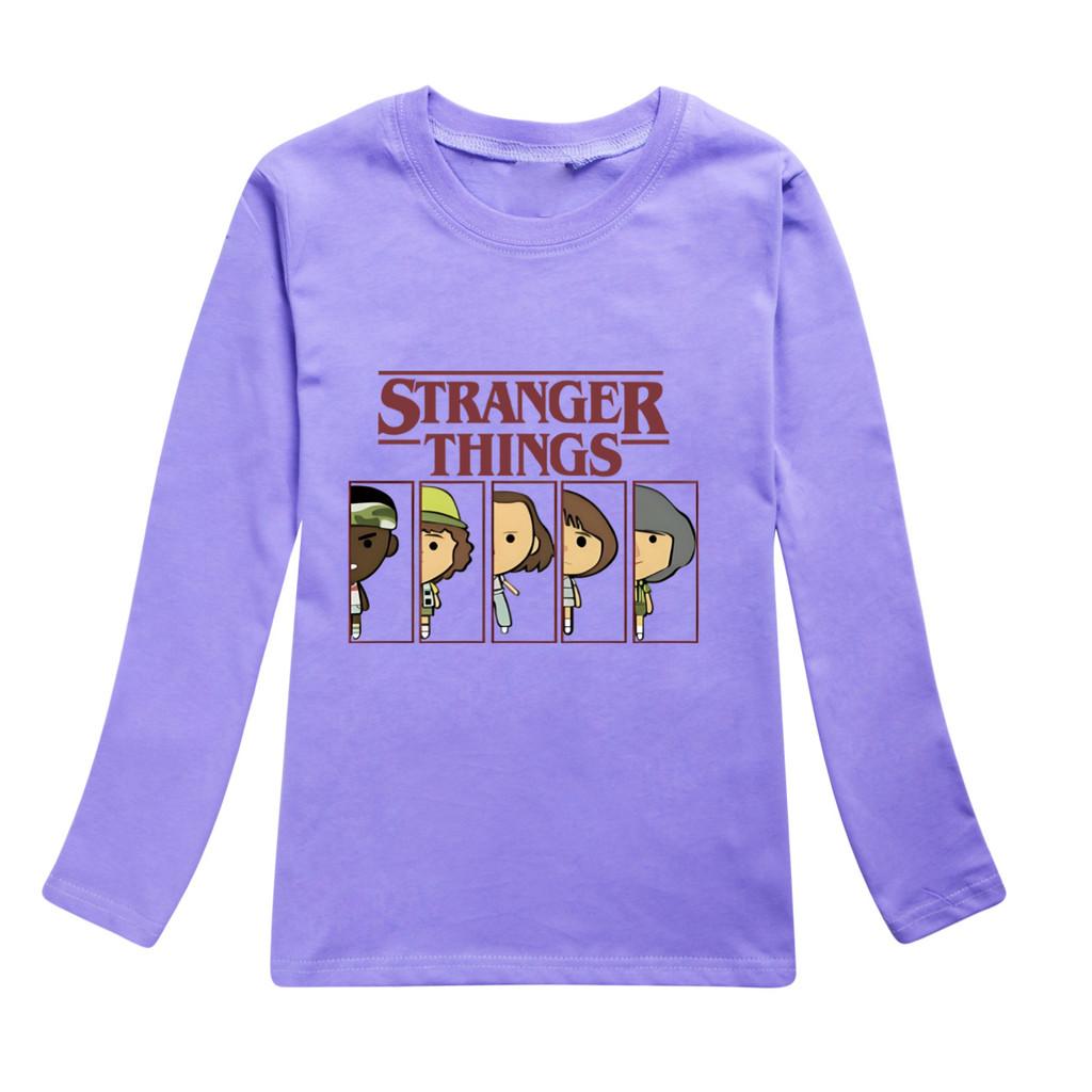 5248 Kids Stranger Print Cotton Long Sleeves T-Shirt