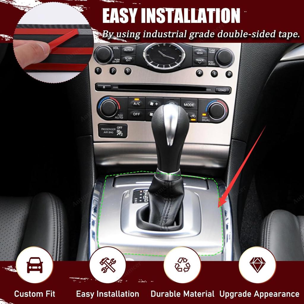 Center Console Gear Shift Panel Cover Sticker ABS Interior Trim Compatible with Infiniti G37 2009 2010 2011 2012 2013 G25 2011 2012 Gear Shift Panel