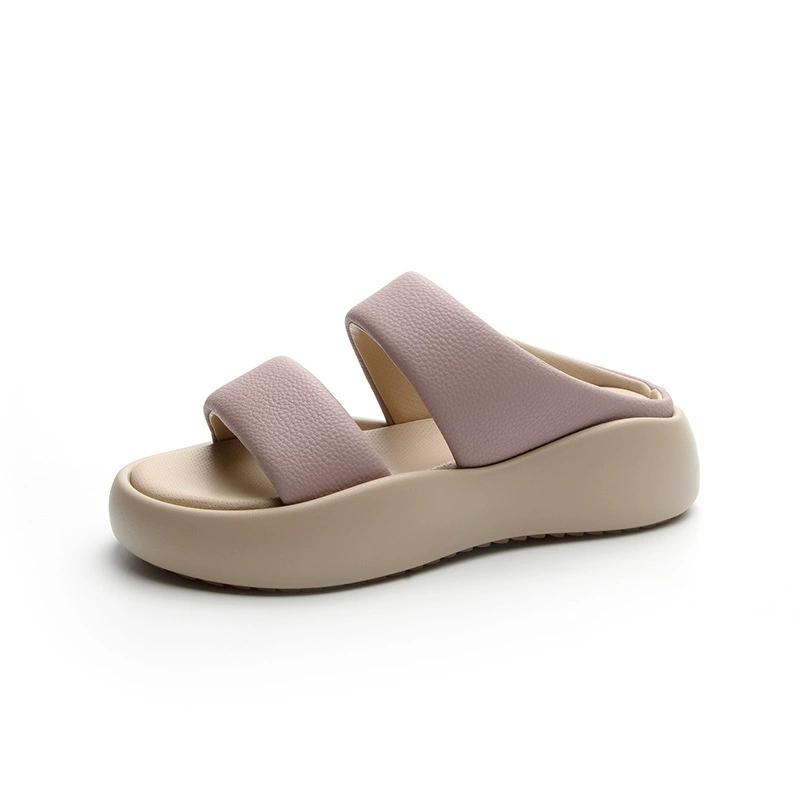 Fashion GKTINOO 2025 Summer Open Toe Soft Thick Sole Comfortable Slippers Casual Shoes Soft Genuine Leather Slippers Women Sandal Shoes