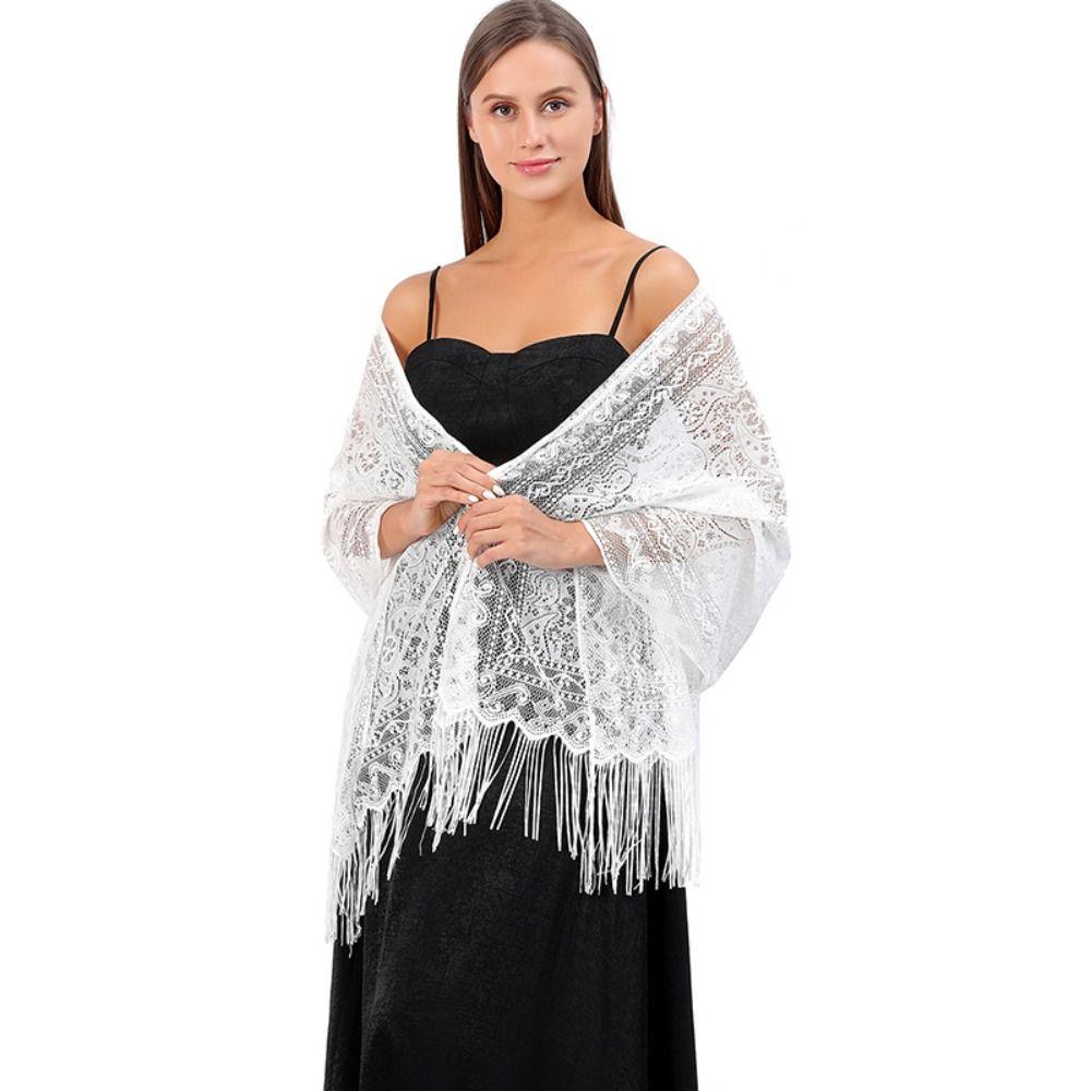 Wedding Shawl Tassel Scarves Cashew Floral Mesh Fringe Wraps  for Wedding Evening Party Dresses