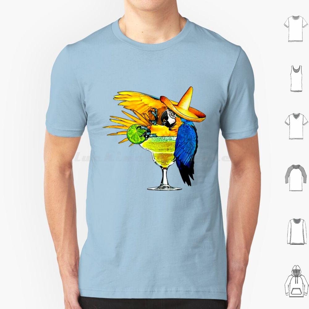 Parrot Drinking Tequila T Shirt Big Size 100 Cotton Jimmy Buffett Beach Parrothead Margaritaville Buffett Parrot Surfing