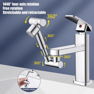1/2Pcs Swivel Faucet Extender Heavy Duty Alloy Retractable Arm Bathroom Kitchen Sink Aerator Rotating Faucet Extension Filter with 2 Sprayer Modes