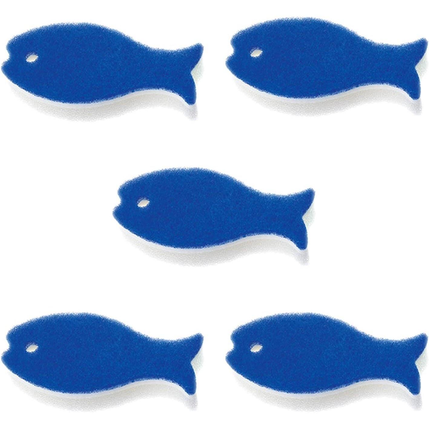 Marna Osakana Sponge 5-Piece Set (Dishwashing 3-Layer Structure) Kitchen Dish (Blue) R502B